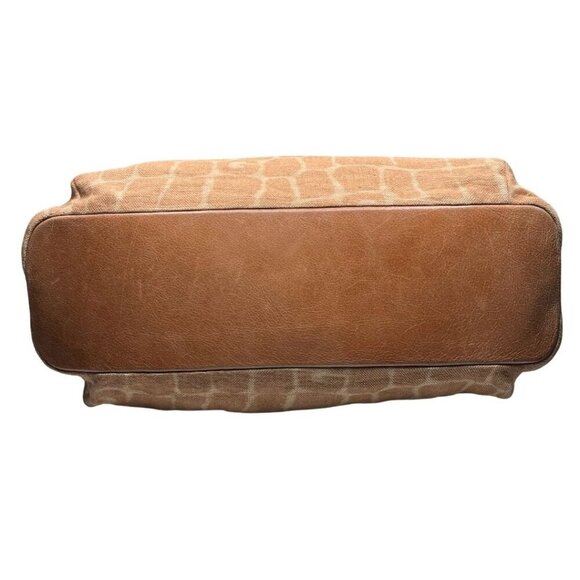 GHERARDINI TAN BEIGE GIRAFFE ANIMAL PRINT CANVAS LEATHER COMBO SHOULDER BAG - OS - Picture 5 of 10